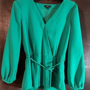 J. Crew Teal Faux Wrap Blouse - 6T